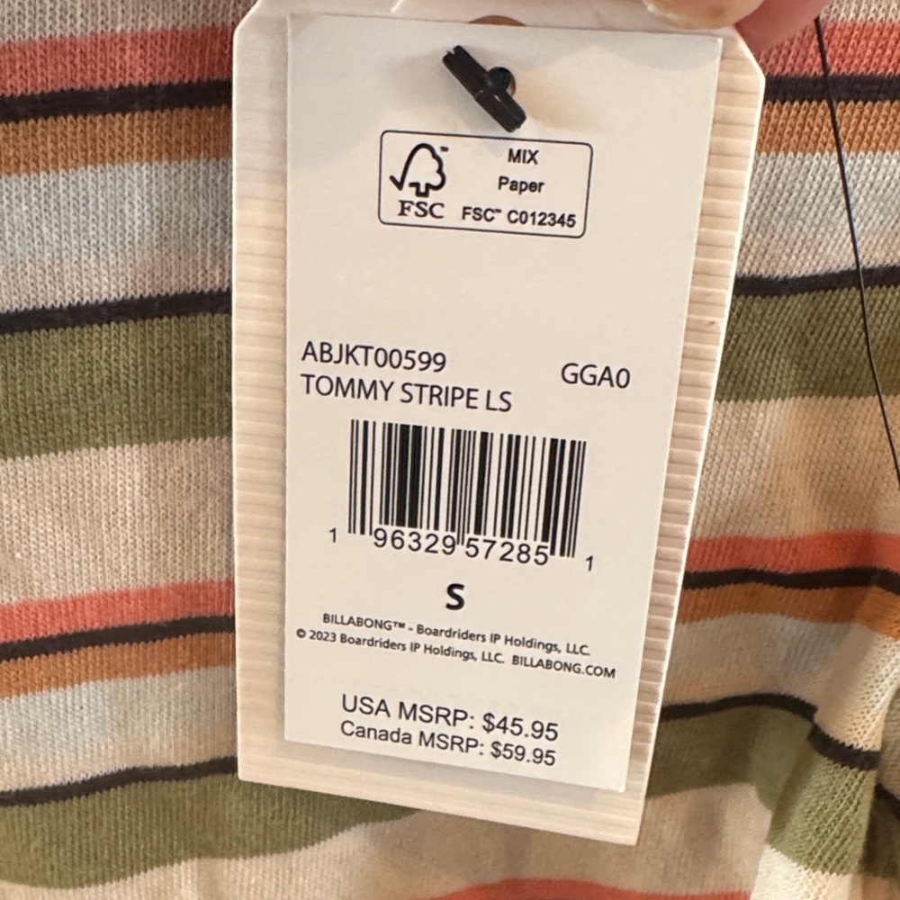 Billabong Multicolor Striped Long Sleeve Top - Picture 4 of 4